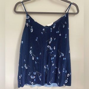 LC Lauren Conrad Elegant Blue Floral Tank Top, Women’s Small